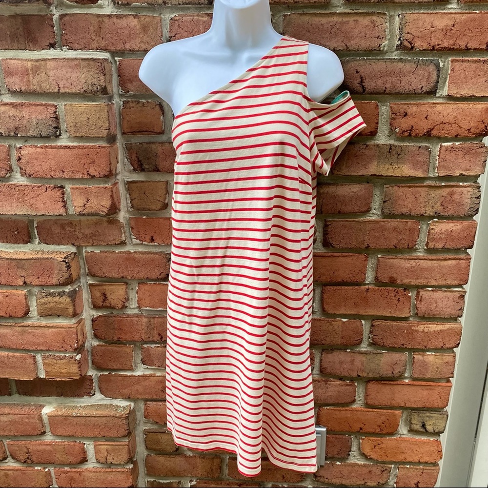 Anthro Maeve Marketa Striped One Shoulder Dress M - Picture 3 of 9